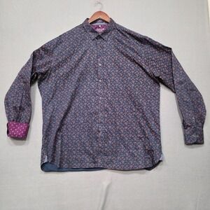 Visconti Uomo Men's Multicolor‎ Long Sleeve Button Up Flip Cuff Shirt Size XL